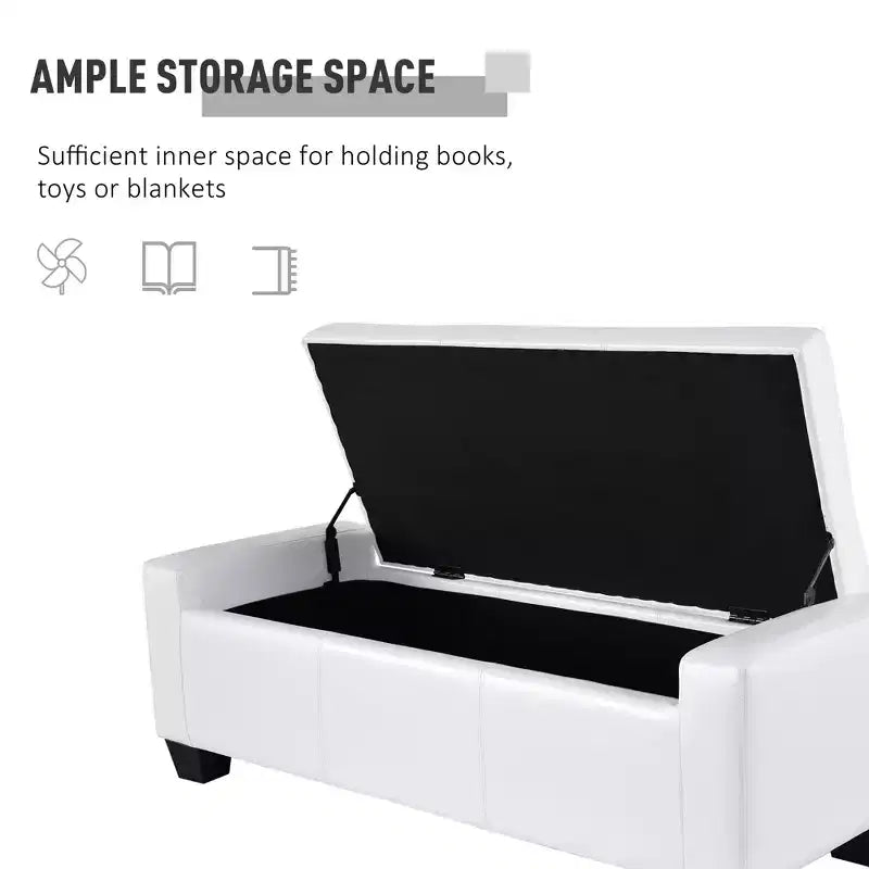 HOMCOM Pouf de rangement rectangulaire capitonné en faux cuir 51 po