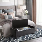 HOMCOM Pouf de rangement rectangulaire capitonné en faux cuir 51 po