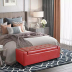 HOMCOM Pouf de rangement rectangulaire capitonné en faux cuir 51 po