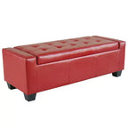 HOMCOM Pouf de rangement rectangulaire capitonné en faux cuir 51 po
