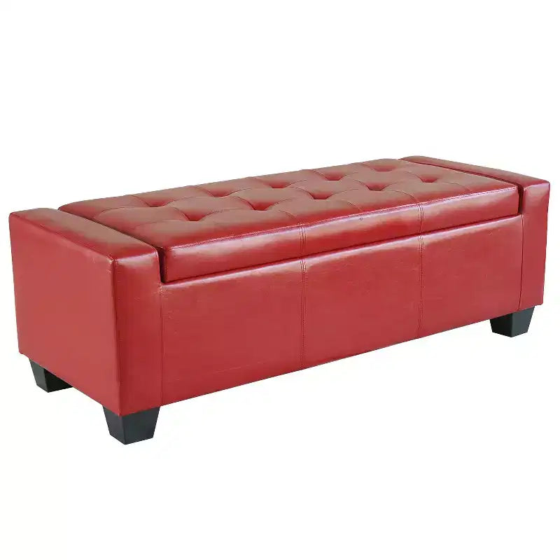 HOMCOM Pouf de rangement rectangulaire capitonné en faux cuir 51 po