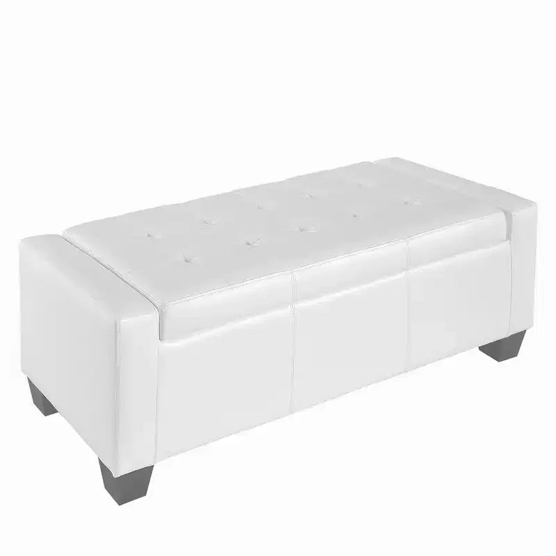 HOMCOM Pouf de rangement rectangulaire capitonné en faux cuir 51 po