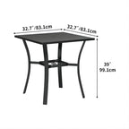 Ensemble de salle à manger d'extérieur 4 places avec chaises à coussins rouges, table en métal