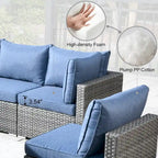 HOOOWOOO Ensemble de Meubles de Jardin en Rotin Gris 8 Pièces Canapé Modulable avec Table Foyer