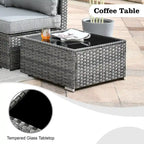 HOOOWOOO Ensemble de Meubles de Jardin en Rotin Gris 8 Pièces Canapé Modulable avec Table Foyer