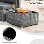 HOOOWOOO Ensemble de Meubles de Jardin en Rotin Gris 8 Pièces Canapé Modulable avec Table Foyer