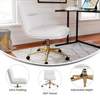 Chaise de bureau pivotante sans accoudoirs Emma et Oliver avec roulettes, dossier et assise rembourrés, hauteur réglable et structure robuste