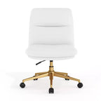 Chaise de bureau pivotante sans accoudoirs Emma et Oliver avec roulettes, dossier et assise rembourrés, hauteur réglable et structure robuste