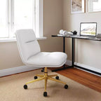 Emma and Oliver Mid-Back Armless Swivel Office Chair with Wheels, Padded Upholstered Back/Seat, Adjustable Height, and Sturdy Frame