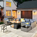 XIZZI Salon de jardin d'extérieur sectionnel 8 pièces avec table brasero