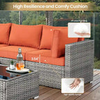 XIZZI Salon de jardin d'extérieur sectionnel 8 pièces avec table brasero