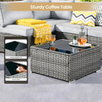 XIZZI Salon de jardin d'extérieur sectionnel 8 pièces avec table brasero