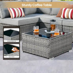 XIZZI Salon de jardin d'extérieur sectionnel 8 pièces avec table brasero