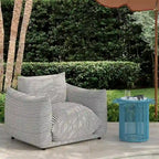Fauteuil d'extérieur rayé Saint Tropez en tissu rembourré