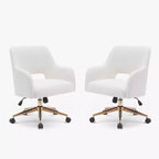 WestinTrends Genevieve Mid-Century Modern Swivel Office Chair With Wheels (Set Of 2), Cream
