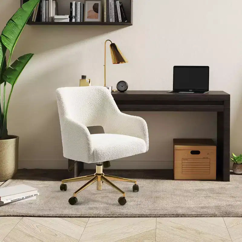WestinTrends Genevieve Chaise de bureau pivotante de style moderne du milieu du siècle avec roulettes (lot de 2), Crème