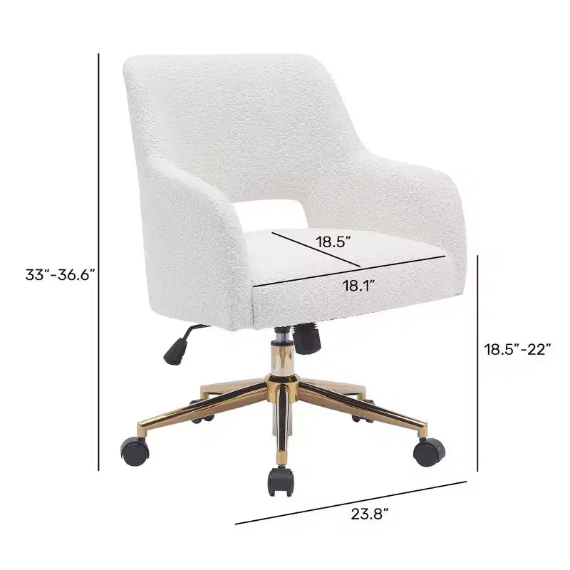 WestinTrends Genevieve Chaise de bureau pivotante de style moderne du milieu du siècle avec roulettes (lot de 2), Crème