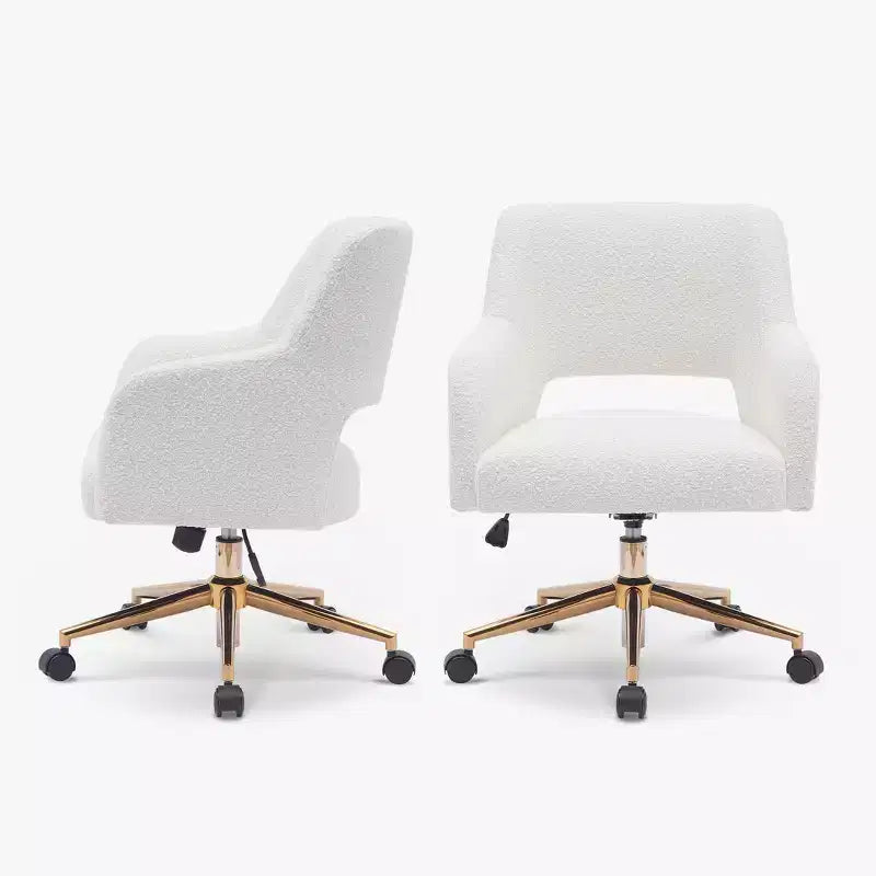 WestinTrends Genevieve Chaise de bureau pivotante de style moderne du milieu du siècle avec roulettes (lot de 2), Crème