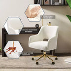 WestinTrends Genevieve Chaise de bureau pivotante de style moderne du milieu du siècle avec roulettes (lot de 2), Crème