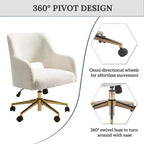 WestinTrends Genevieve Chaise de bureau pivotante de style moderne du milieu du siècle avec roulettes (lot de 2), Crème