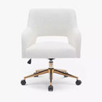 WestinTrends Genevieve Chaise de bureau pivotante de style moderne du milieu du siècle avec roulettes (lot de 2), Crème