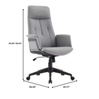Chaise de Bureau Ergonomique en Cuir à Dossier Haut LeisureMod Aiaria - Hauteur Réglable, Pivotante et Inclinable, Accoudoirs, Chaise de Bureau Moderne pour la Maison ou le Bureau