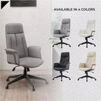 Chaise de Bureau Ergonomique en Cuir à Dossier Haut LeisureMod Aiaria - Hauteur Réglable, Pivotante et Inclinable, Accoudoirs, Chaise de Bureau Moderne pour la Maison ou le Bureau