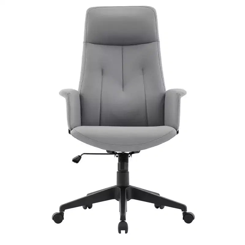 Chaise de Bureau Ergonomique en Cuir à Dossier Haut LeisureMod Aiaria - Hauteur Réglable, Pivotante et Inclinable, Accoudoirs, Chaise de Bureau Moderne pour la Maison ou le Bureau