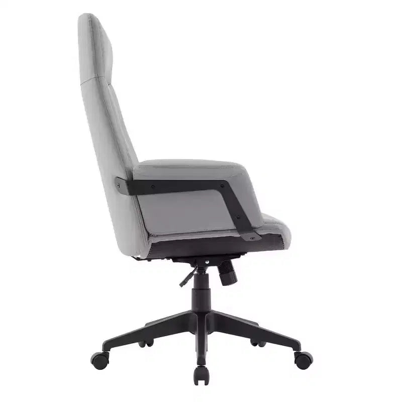 Chaise de Bureau Ergonomique en Cuir à Dossier Haut LeisureMod Aiaria - Hauteur Réglable, Pivotante et Inclinable, Accoudoirs, Chaise de Bureau Moderne pour la Maison ou le Bureau