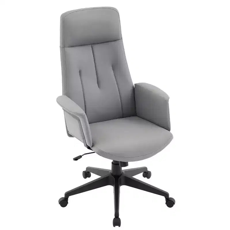 Chaise de Bureau Ergonomique en Cuir à Dossier Haut LeisureMod Aiaria - Hauteur Réglable, Pivotante et Inclinable, Accoudoirs, Chaise de Bureau Moderne pour la Maison ou le Bureau