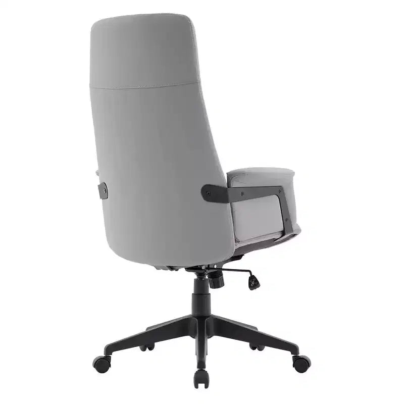 Chaise de Bureau Ergonomique en Cuir à Dossier Haut LeisureMod Aiaria - Hauteur Réglable, Pivotante et Inclinable, Accoudoirs, Chaise de Bureau Moderne pour la Maison ou le Bureau
