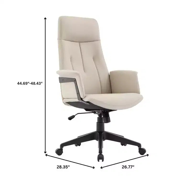 Chaise de Bureau Ergonomique en Cuir à Dossier Haut LeisureMod Aiaria - Hauteur Réglable, Pivotante et Inclinable, Accoudoirs, Chaise de Bureau Moderne pour la Maison ou le Bureau