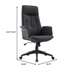 Chaise de Bureau Ergonomique en Cuir à Dossier Haut LeisureMod Aiaria - Hauteur Réglable, Pivotante et Inclinable, Accoudoirs, Chaise de Bureau Moderne pour la Maison ou le Bureau