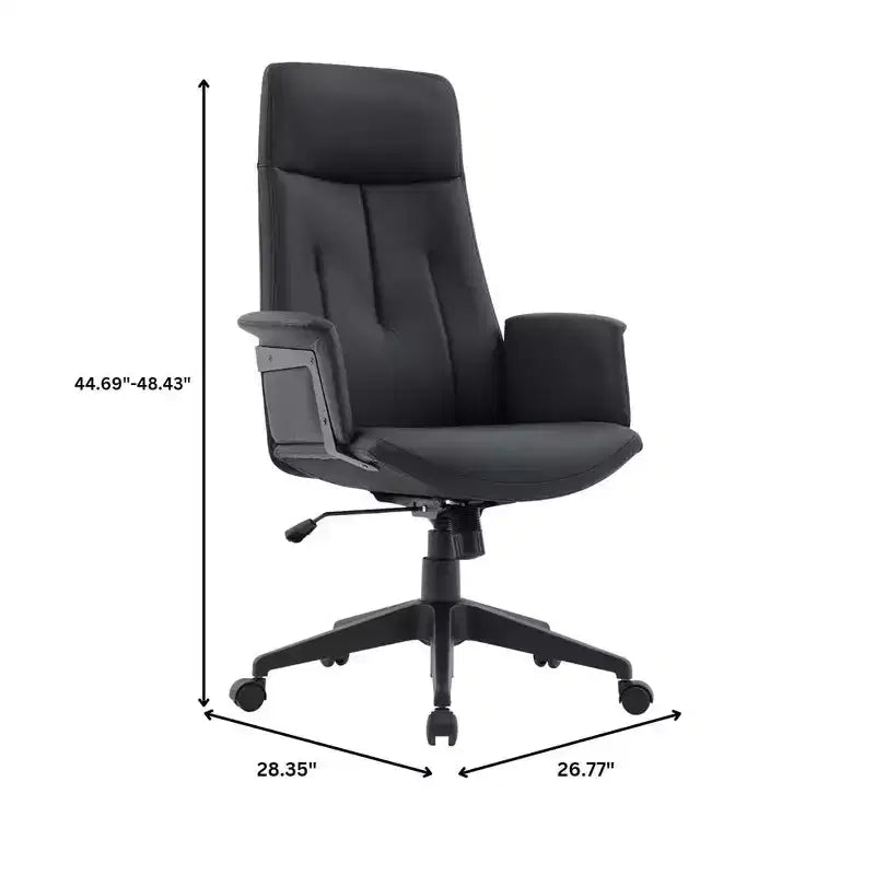 Chaise de Bureau Ergonomique en Cuir à Dossier Haut LeisureMod Aiaria - Hauteur Réglable, Pivotante et Inclinable, Accoudoirs, Chaise de Bureau Moderne pour la Maison ou le Bureau