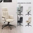 Chaise de Bureau Ergonomique en Cuir à Dossier Haut LeisureMod Aiaria - Hauteur Réglable, Pivotante et Inclinable, Accoudoirs, Chaise de Bureau Moderne pour la Maison ou le Bureau