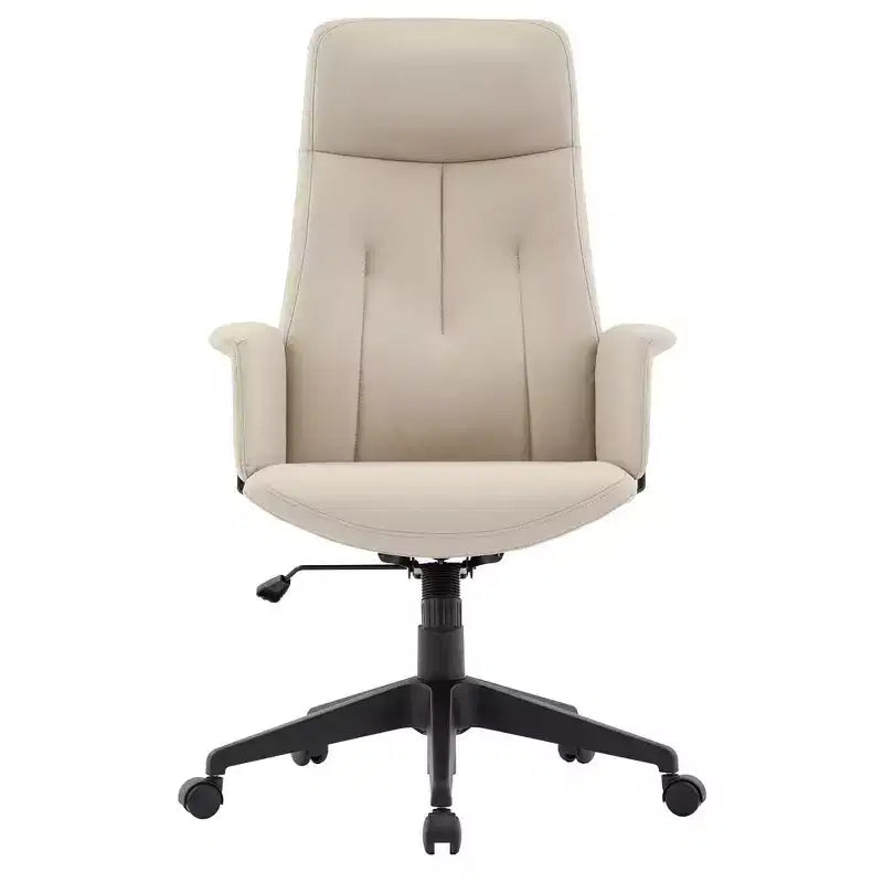 Chaise de Bureau Ergonomique en Cuir à Dossier Haut LeisureMod Aiaria - Hauteur Réglable, Pivotante et Inclinable, Accoudoirs, Chaise de Bureau Moderne pour la Maison ou le Bureau