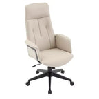 Chaise de Bureau Ergonomique en Cuir à Dossier Haut LeisureMod Aiaria - Hauteur Réglable, Pivotante et Inclinable, Accoudoirs, Chaise de Bureau Moderne pour la Maison ou le Bureau