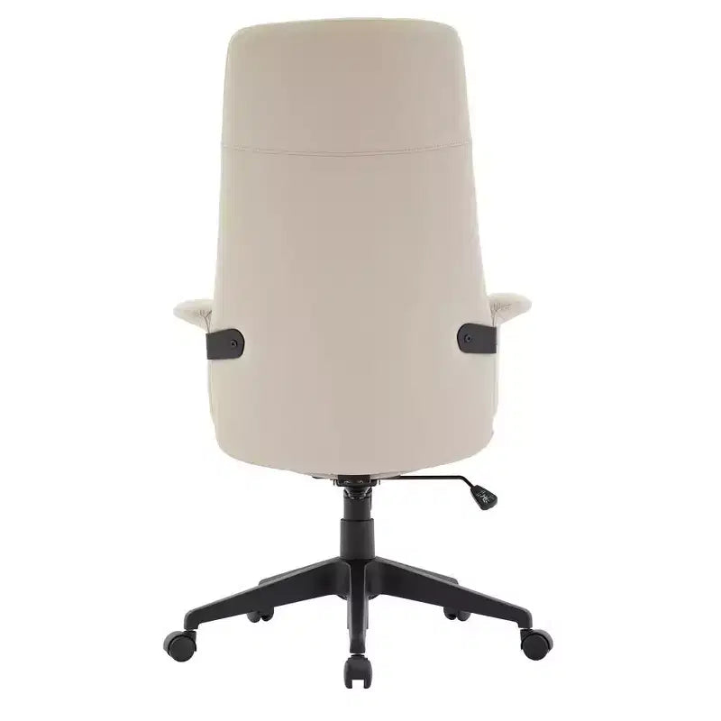 Chaise de Bureau Ergonomique en Cuir à Dossier Haut LeisureMod Aiaria - Hauteur Réglable, Pivotante et Inclinable, Accoudoirs, Chaise de Bureau Moderne pour la Maison ou le Bureau