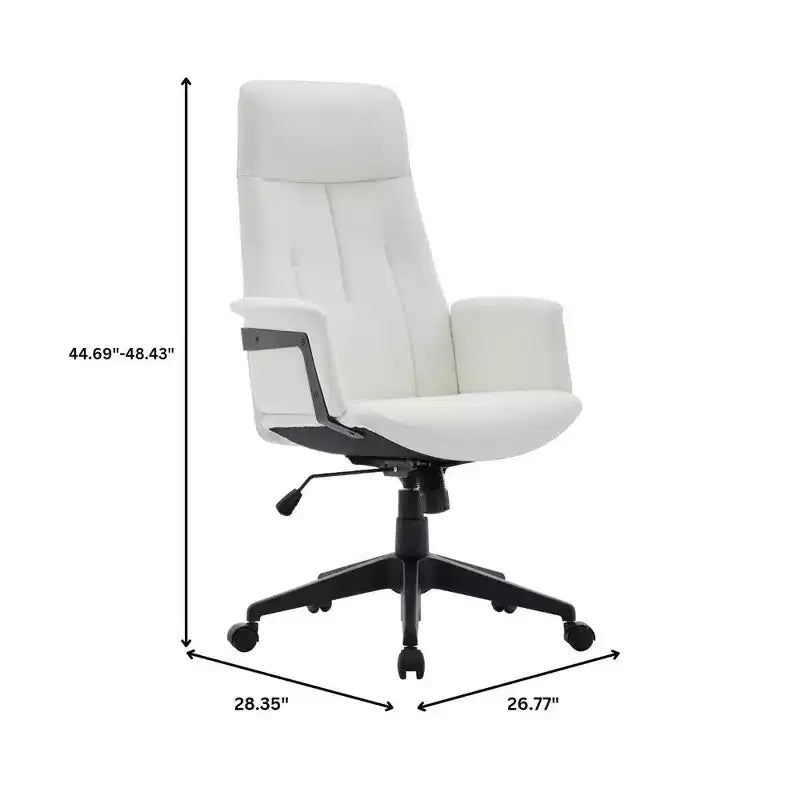 Chaise de Bureau Ergonomique en Cuir à Dossier Haut LeisureMod Aiaria - Hauteur Réglable, Pivotante et Inclinable, Accoudoirs, Chaise de Bureau Moderne pour la Maison ou le Bureau