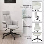 Chaise de Bureau Ergonomique en Cuir à Dossier Haut LeisureMod Aiaria - Hauteur Réglable, Pivotante et Inclinable, Accoudoirs, Chaise de Bureau Moderne pour la Maison ou le Bureau