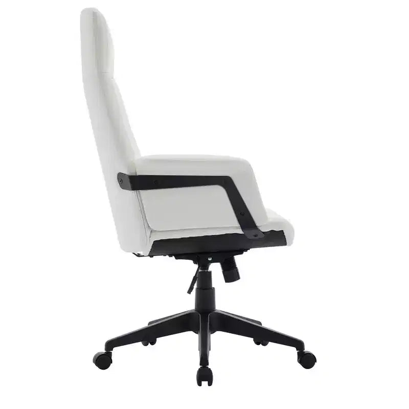 Chaise de Bureau Ergonomique en Cuir à Dossier Haut LeisureMod Aiaria - Hauteur Réglable, Pivotante et Inclinable, Accoudoirs, Chaise de Bureau Moderne pour la Maison ou le Bureau