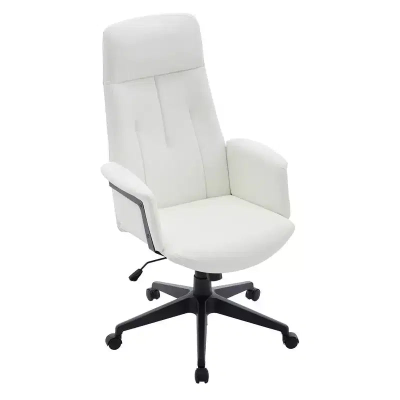 Chaise de Bureau Ergonomique en Cuir à Dossier Haut LeisureMod Aiaria - Hauteur Réglable, Pivotante et Inclinable, Accoudoirs, Chaise de Bureau Moderne pour la Maison ou le Bureau