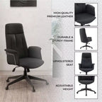 Chaise de Bureau Ergonomique en Cuir à Dossier Haut LeisureMod Aiaria - Hauteur Réglable, Pivotante et Inclinable, Accoudoirs, Chaise de Bureau Moderne pour la Maison ou le Bureau