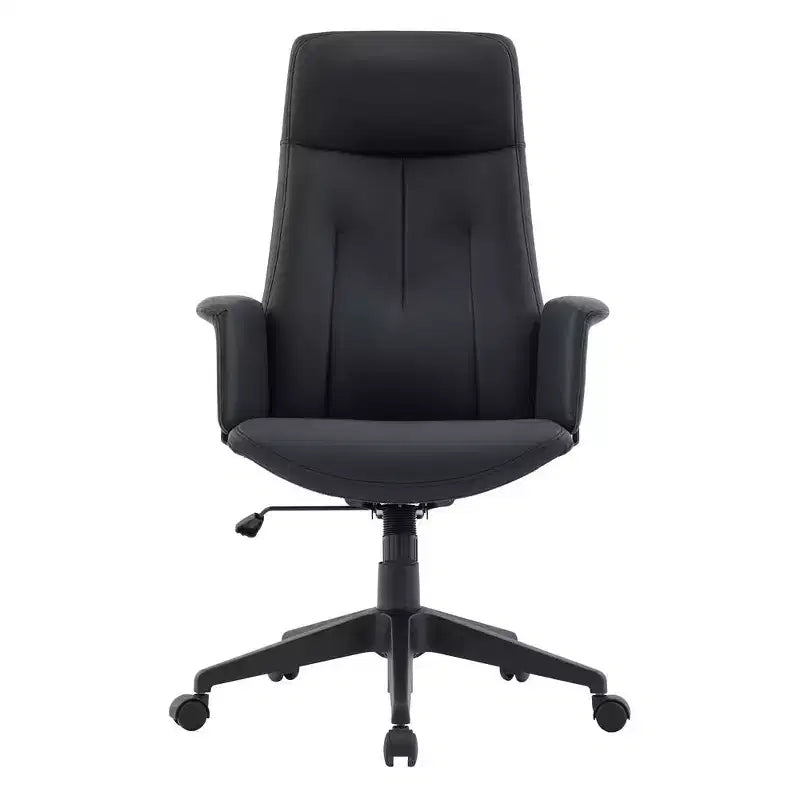 Chaise de Bureau Ergonomique en Cuir à Dossier Haut LeisureMod Aiaria - Hauteur Réglable, Pivotante et Inclinable, Accoudoirs, Chaise de Bureau Moderne pour la Maison ou le Bureau