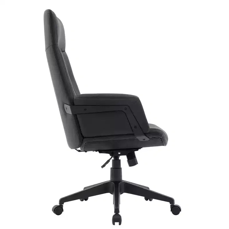 Chaise de Bureau Ergonomique en Cuir à Dossier Haut LeisureMod Aiaria - Hauteur Réglable, Pivotante et Inclinable, Accoudoirs, Chaise de Bureau Moderne pour la Maison ou le Bureau