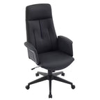Chaise de Bureau Ergonomique en Cuir à Dossier Haut LeisureMod Aiaria - Hauteur Réglable, Pivotante et Inclinable, Accoudoirs, Chaise de Bureau Moderne pour la Maison ou le Bureau