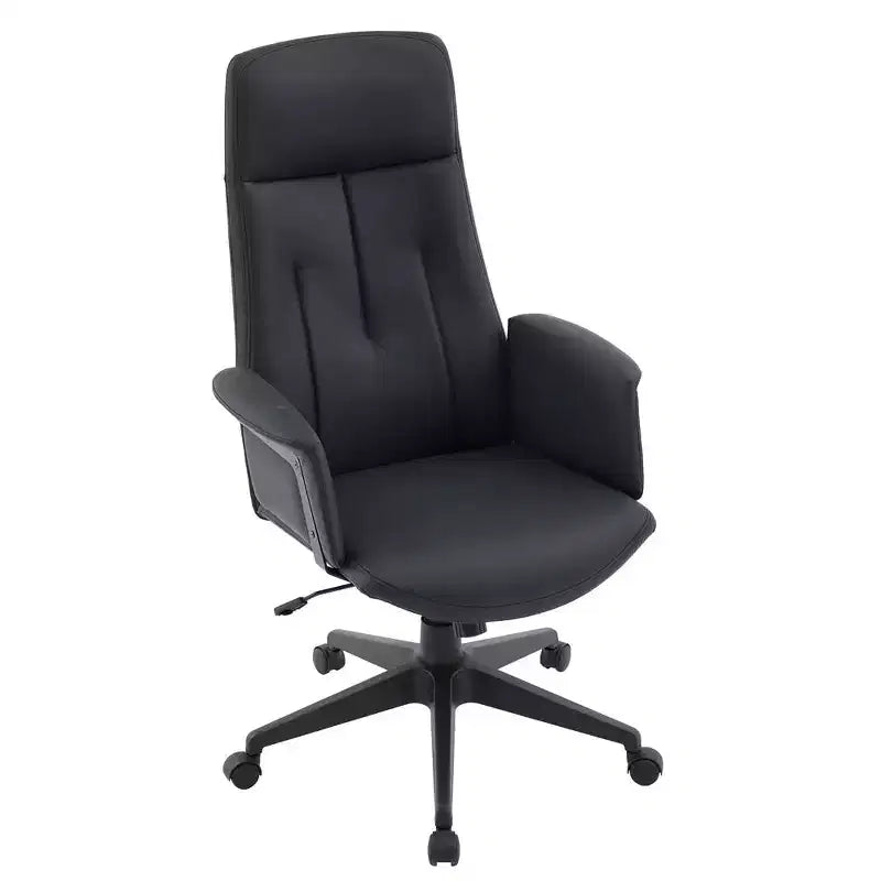 Chaise de Bureau Ergonomique en Cuir à Dossier Haut LeisureMod Aiaria - Hauteur Réglable, Pivotante et Inclinable, Accoudoirs, Chaise de Bureau Moderne pour la Maison ou le Bureau