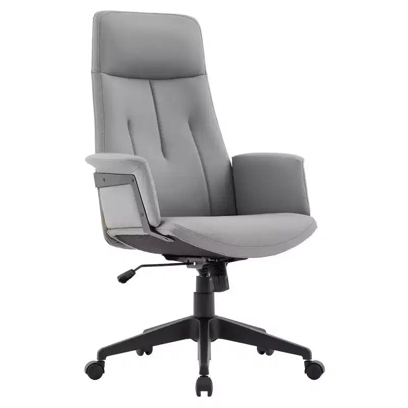 Chaise de Bureau Ergonomique en Cuir à Dossier Haut LeisureMod Aiaria - Hauteur Réglable, Pivotante et Inclinable, Accoudoirs, Chaise de Bureau Moderne pour la Maison ou le Bureau