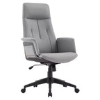 Chaise de Bureau Ergonomique en Cuir à Dossier Haut LeisureMod Aiaria - Hauteur Réglable, Pivotante et Inclinable, Accoudoirs, Chaise de Bureau Moderne pour la Maison ou le Bureau