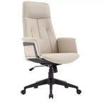 Chaise de Bureau Ergonomique en Cuir à Dossier Haut LeisureMod Aiaria - Hauteur Réglable, Pivotante et Inclinable, Accoudoirs, Chaise de Bureau Moderne pour la Maison ou le Bureau